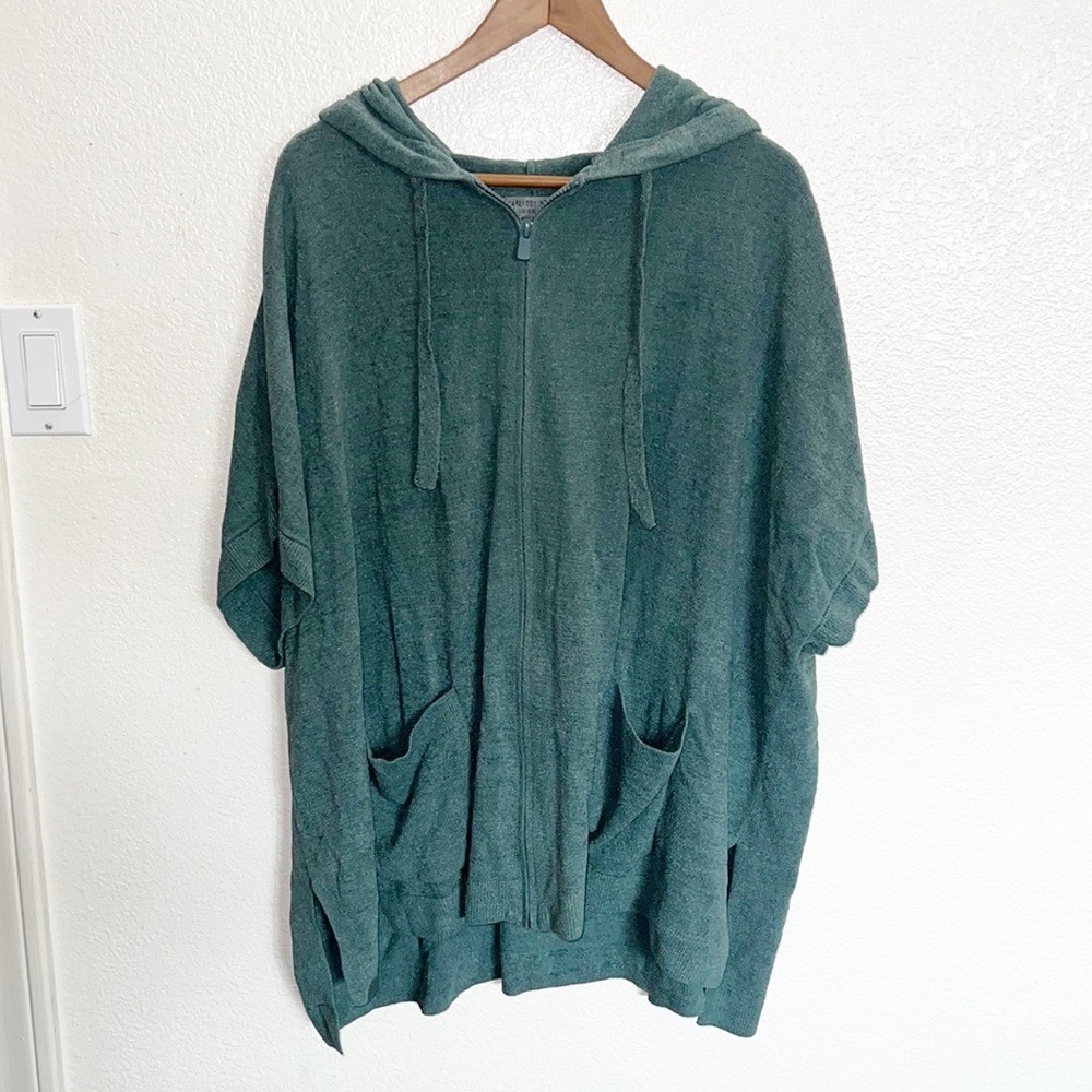 Barefoot Dreams Blue Spruce Zip Up Short Sleeve CozyChic Ultra Lite Hoodie
